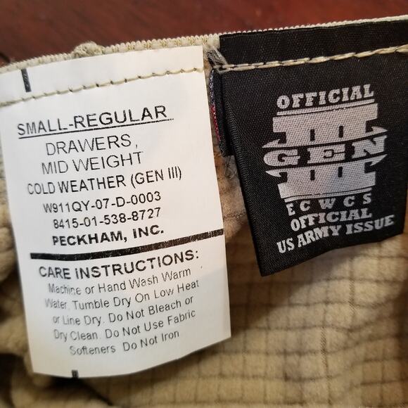 NWT U.S. Army ADS Midweight Cold Weather (Gen III) Drawers Size S-Small-Regular - Picture 9 of 10